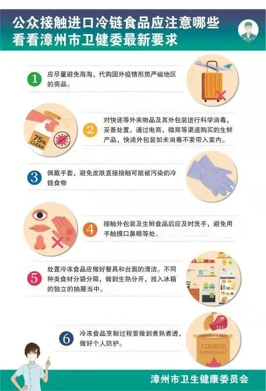 公众接触进口冷链食品应注意哪些，看看漳州市卫健委最新要求
